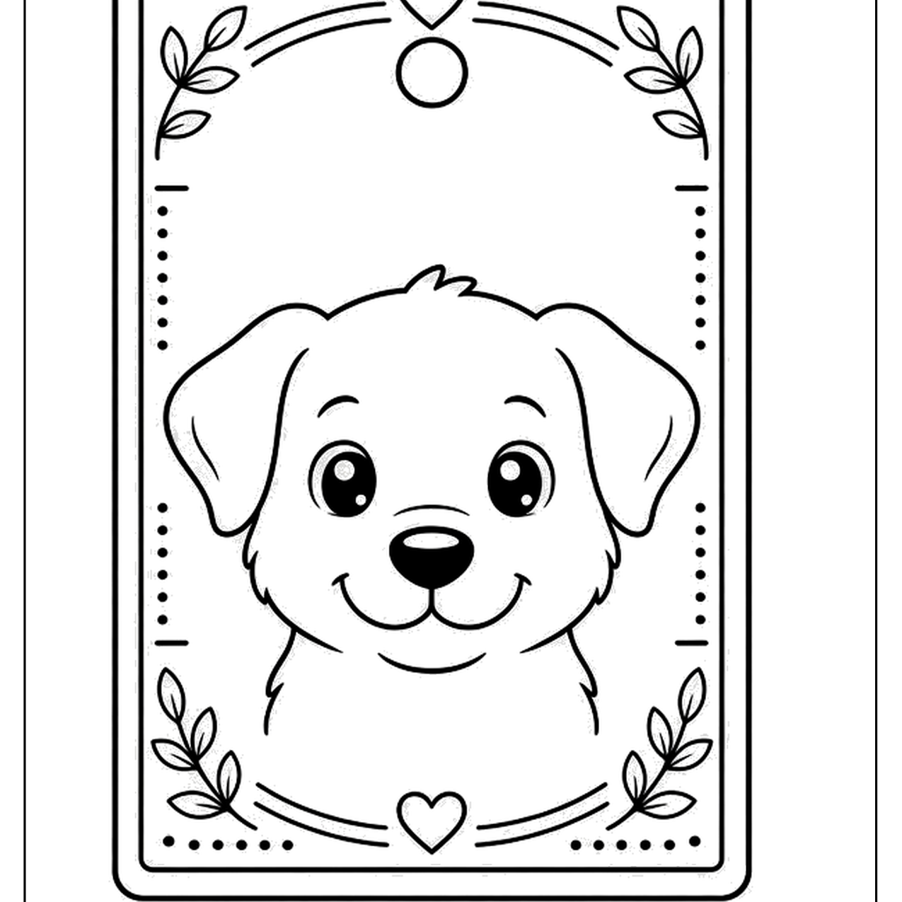 Puppy face framed on a decorative bookmark card