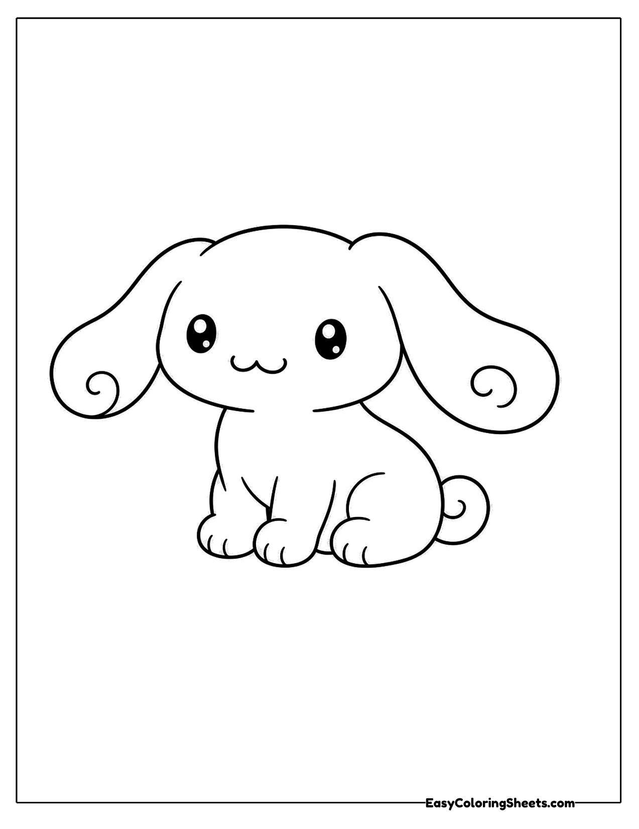Floppy eared white puppy sitting
