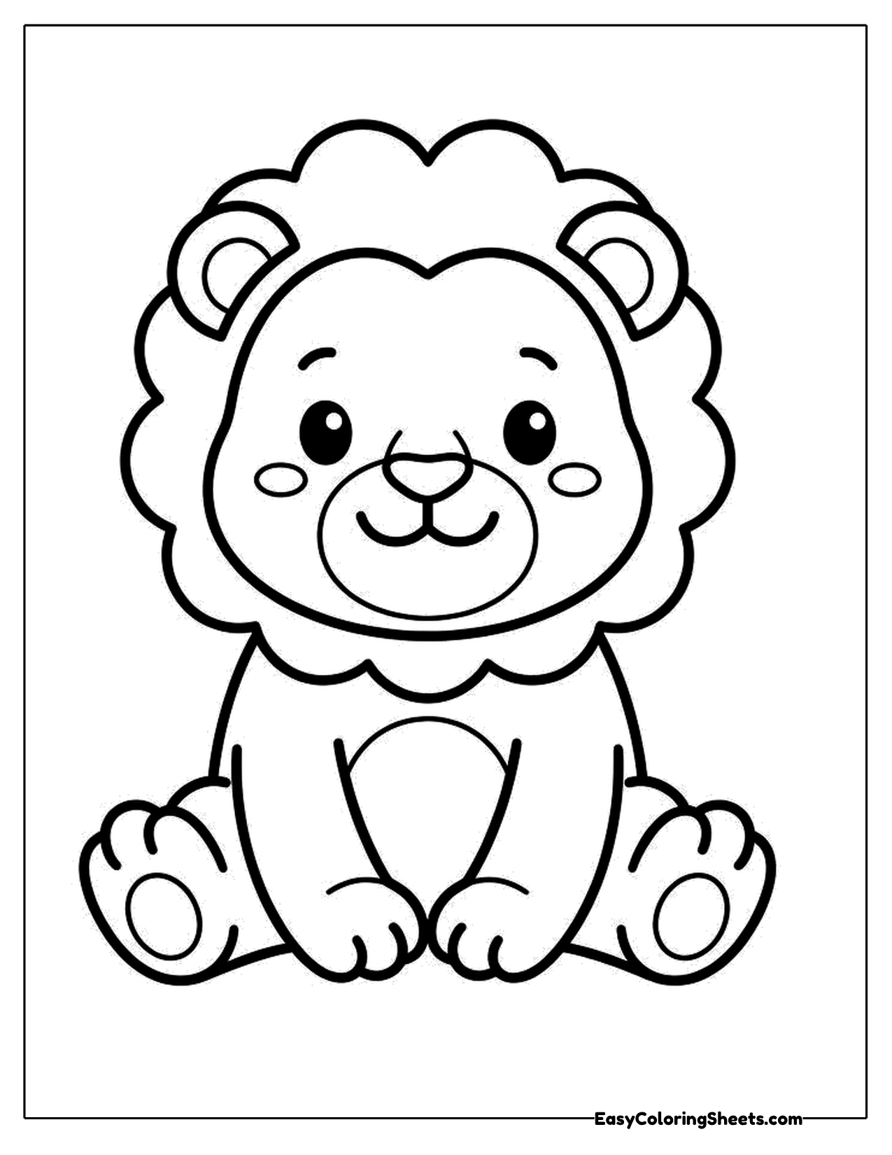 Cute sitting lion with a scalloped mane