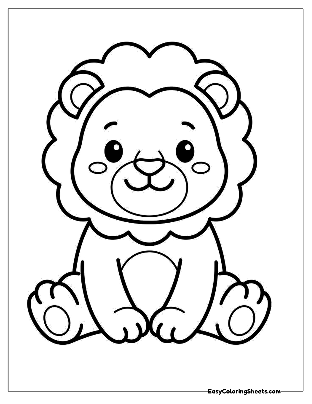 Cute sitting lion with a scalloped mane