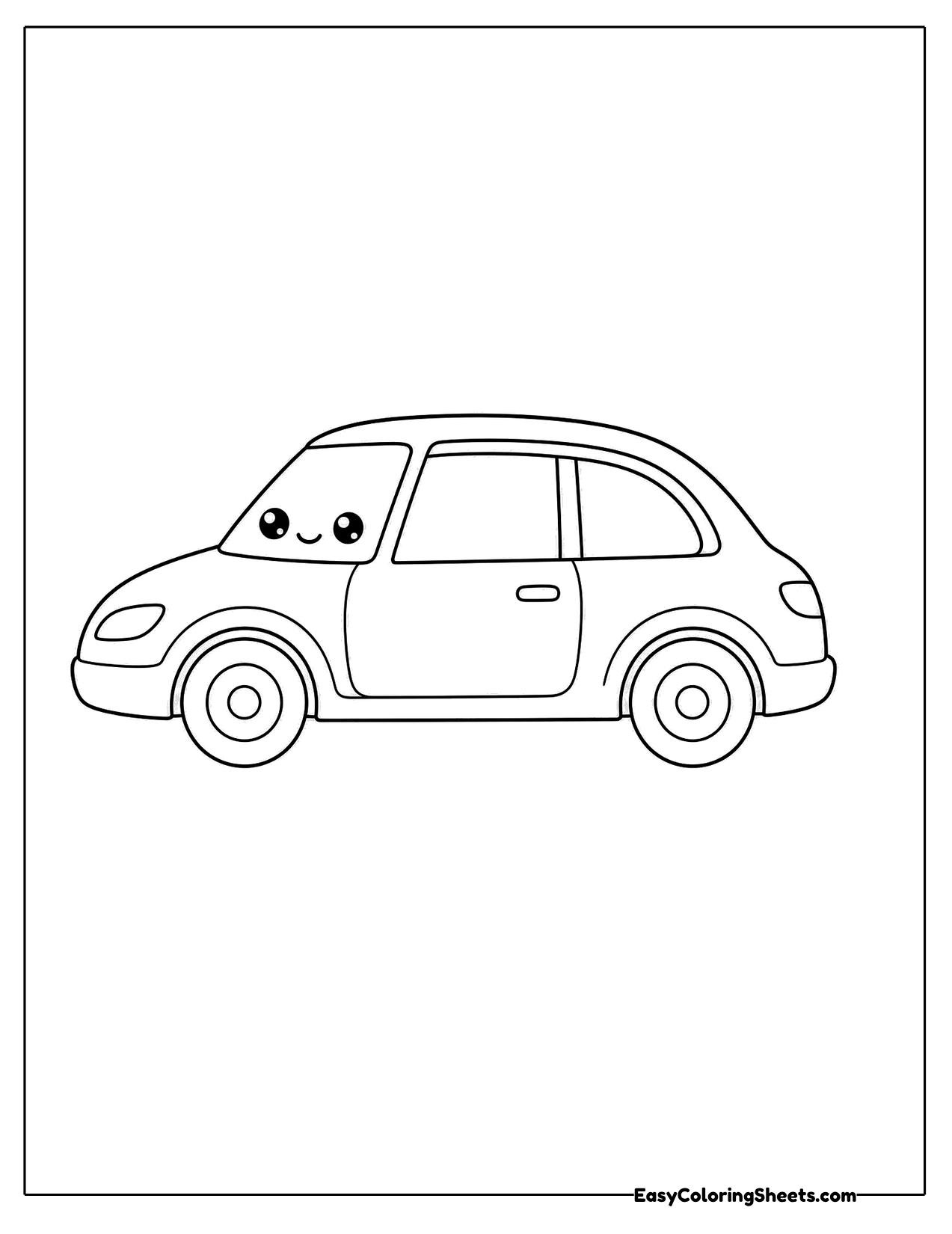 Simple side view of a small rounded car