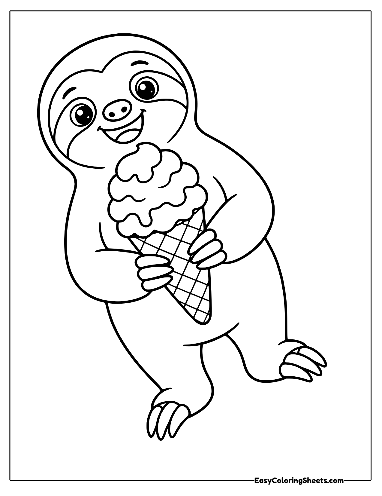 Sloth enjoying an ice cream cone