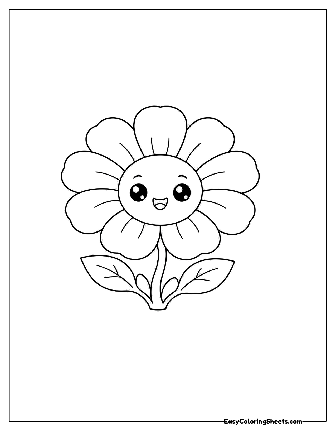 Front view smiling flower with rounded petals