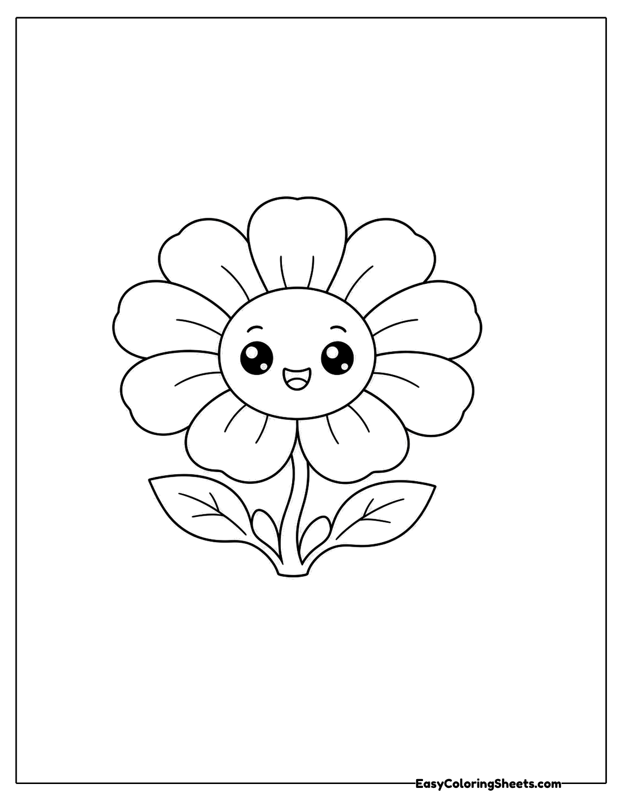 Front view smiling flower with rounded petals