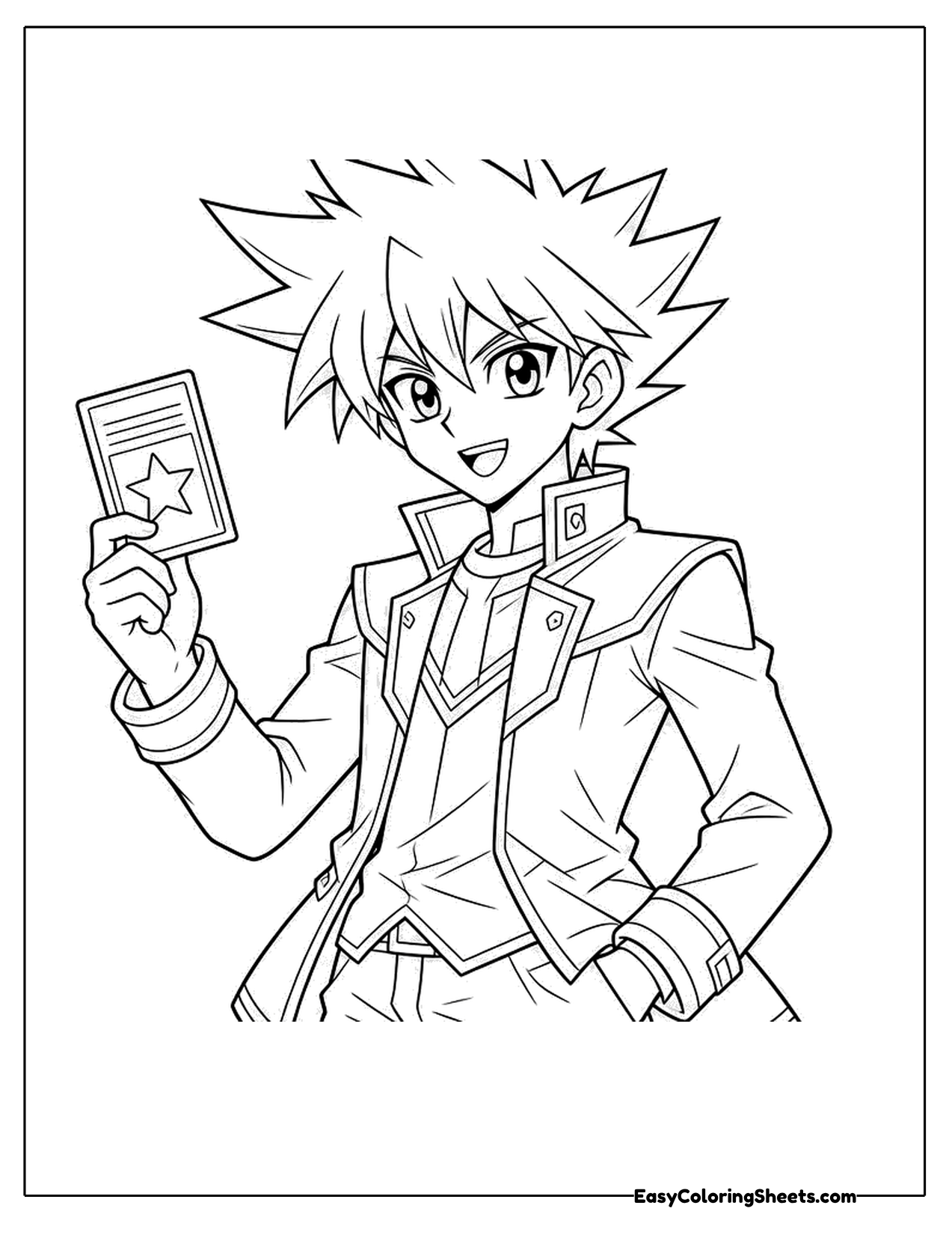 Card game duelist holding a card