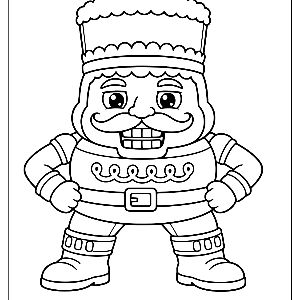 Chubby nutcracker soldier standing with hands on hips