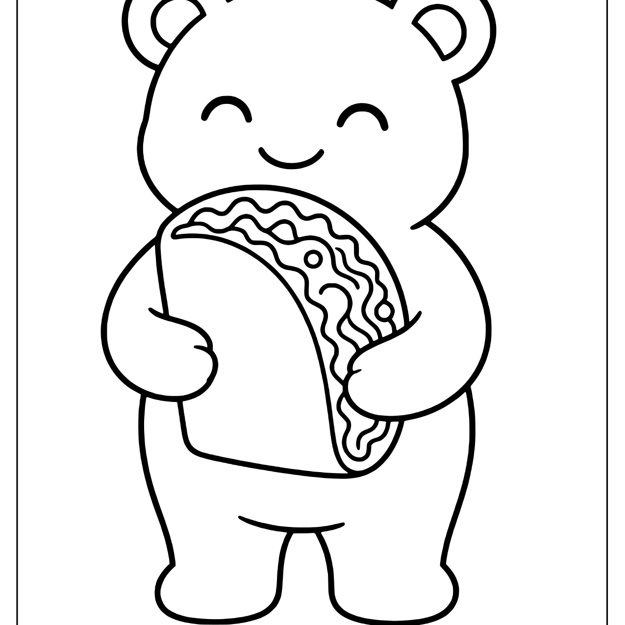 Standing bear hugging a big stuffed taco