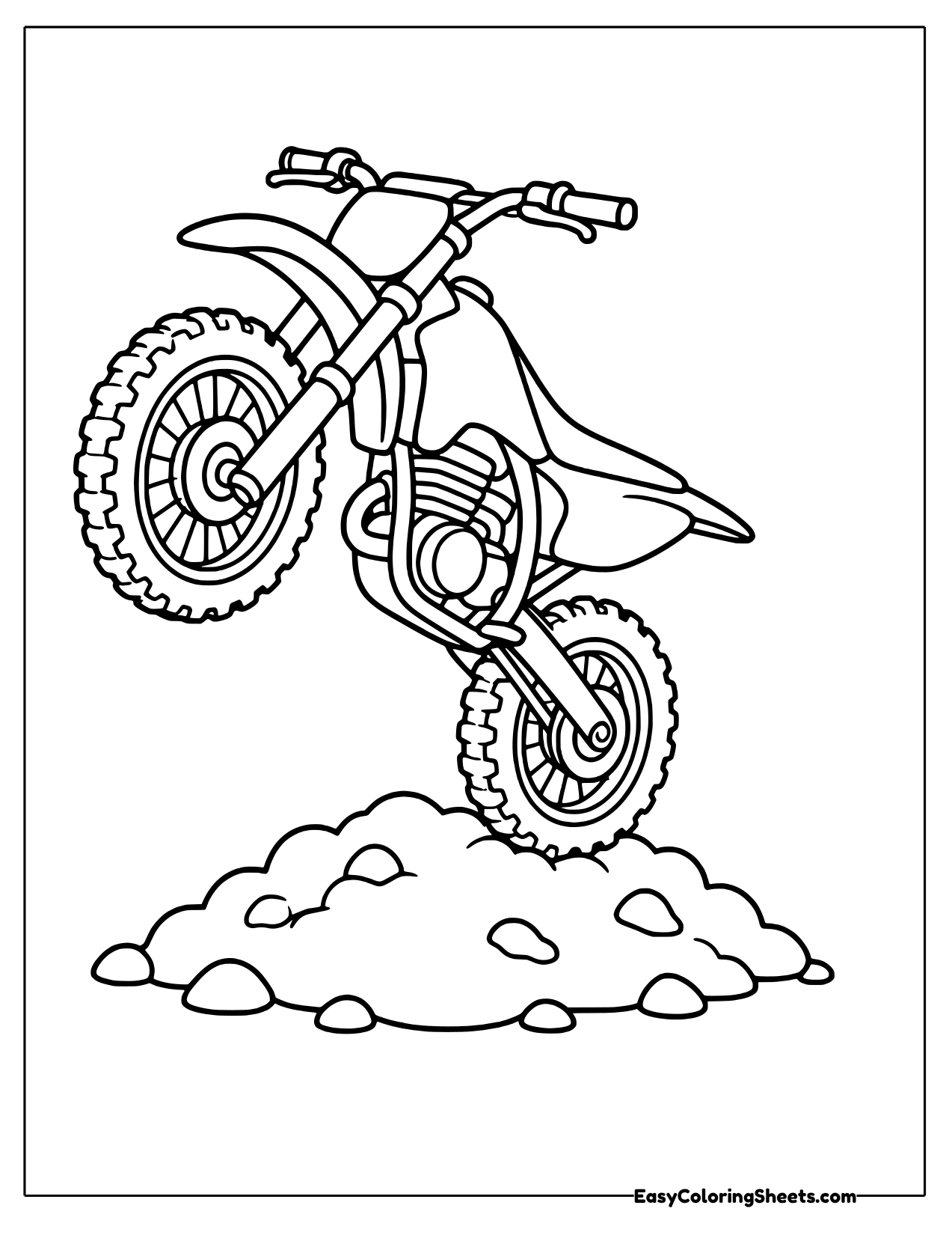 Chunky dirt bike popping a wheelie
