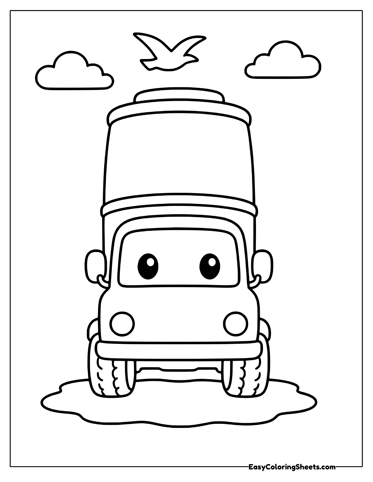 Smiling tanker truck seen from the front