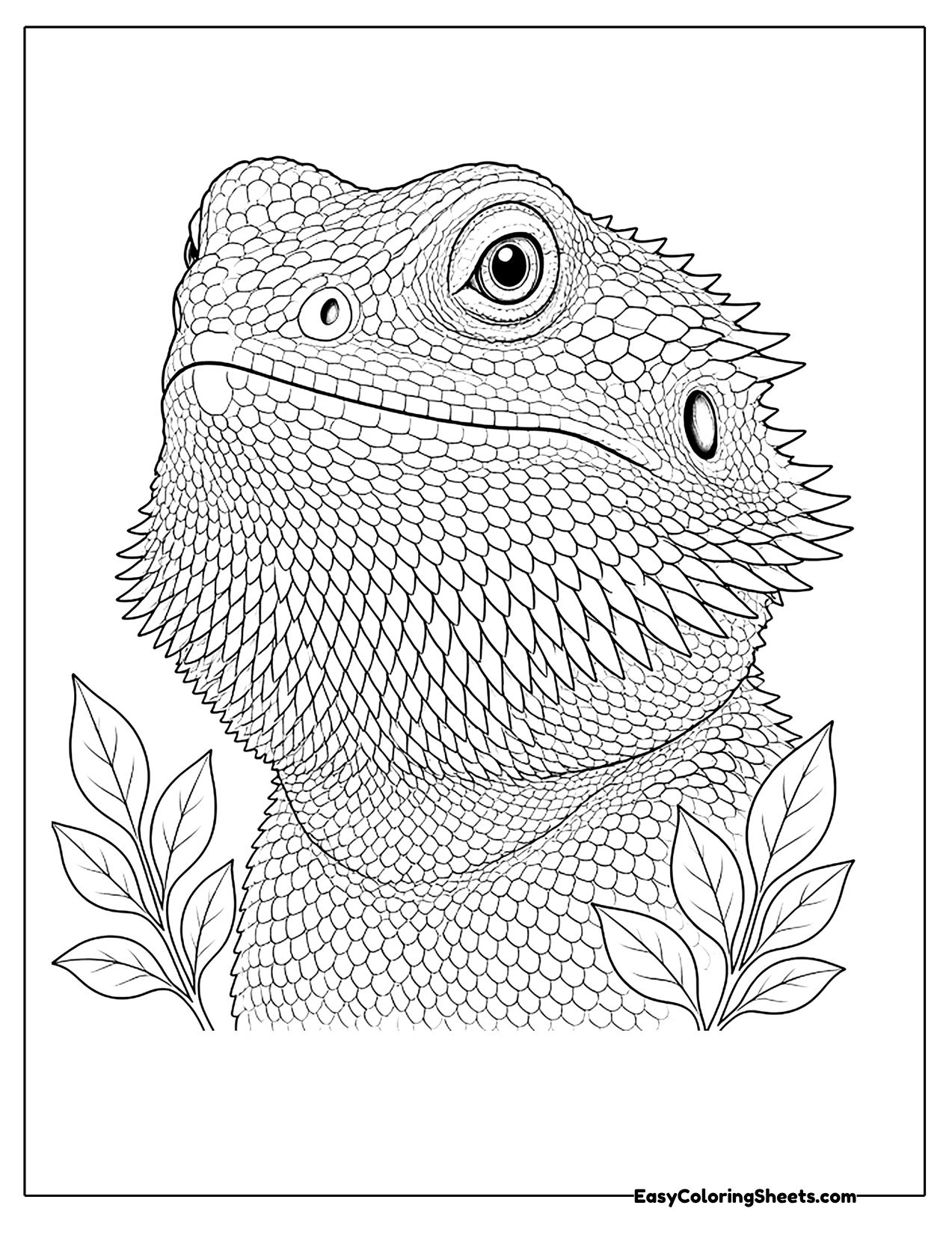 Close-up of a bearded dragon's spiky beard