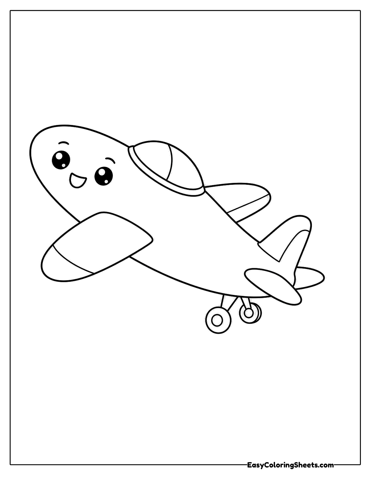 Smiling plane tilting into a turn