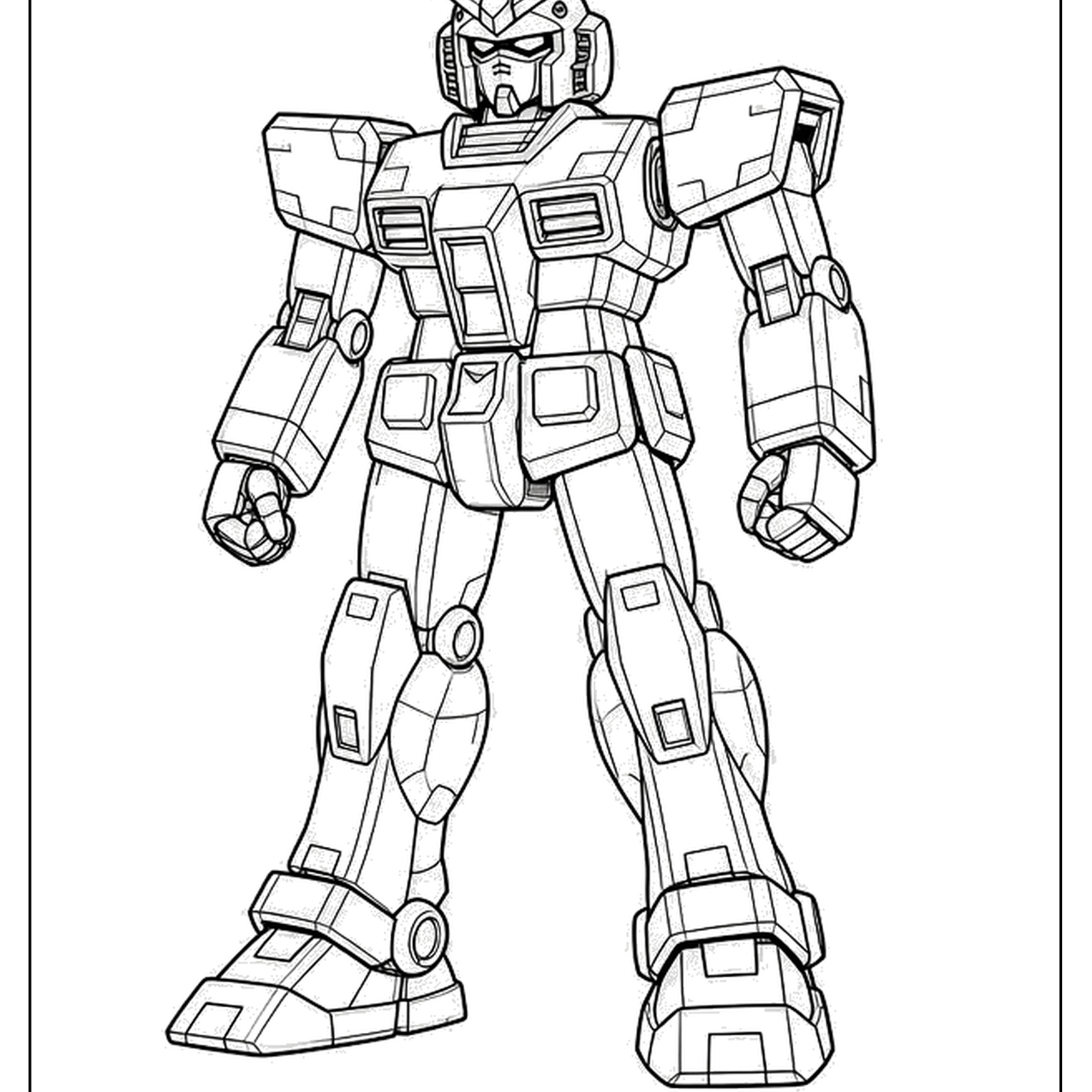 Giant armored robot standing tall in full view