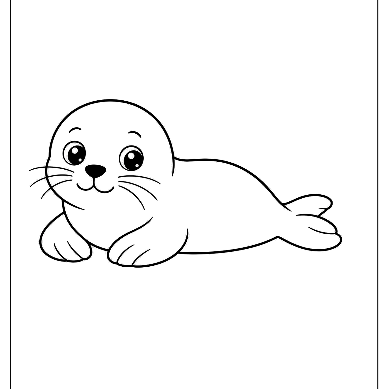 Baby seal lying on its belly with whiskers