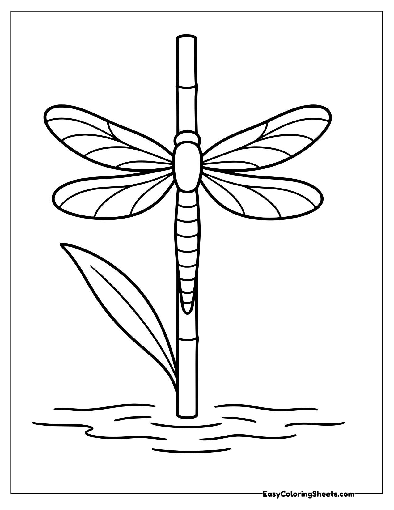 Dragonfly clinging to a tall reed