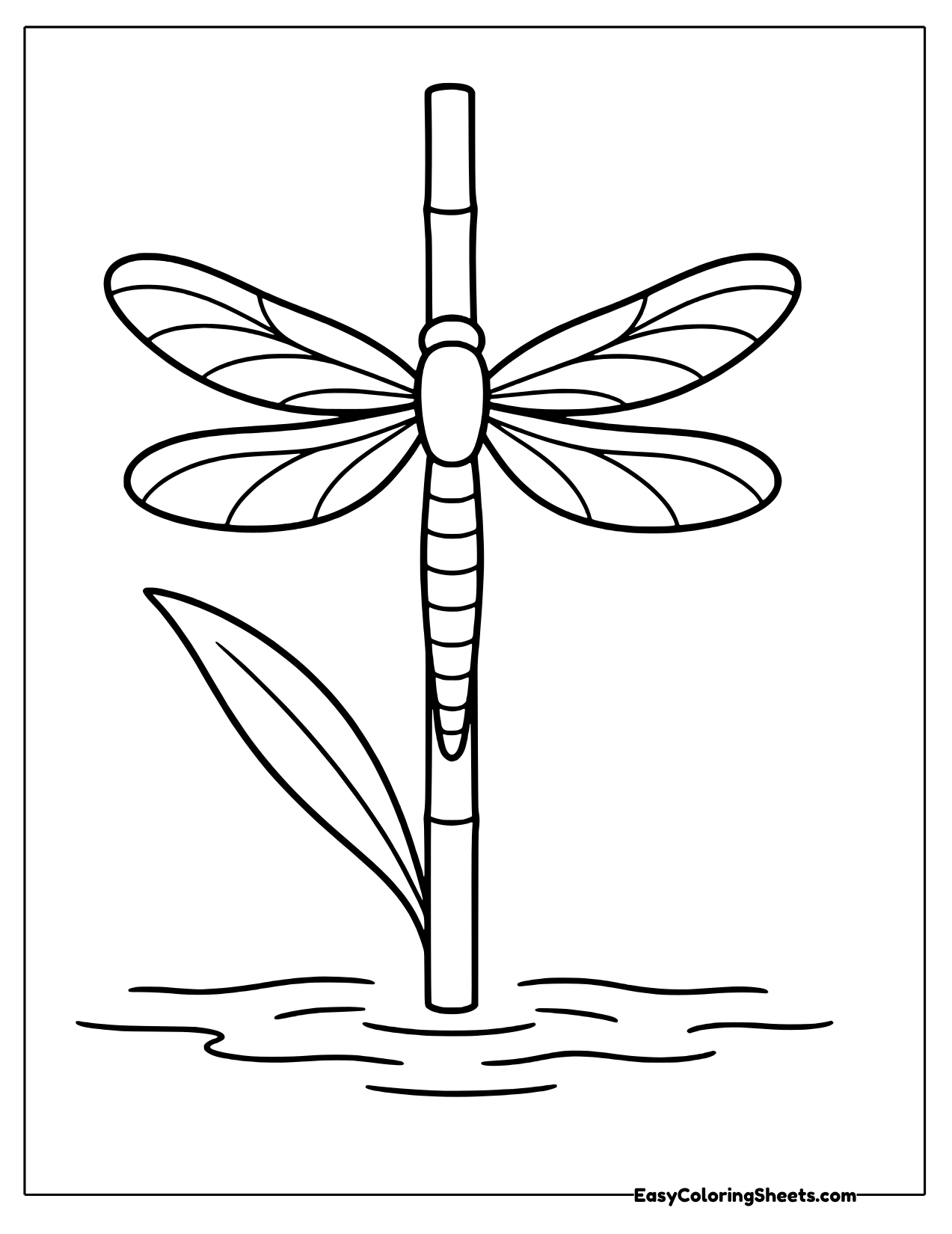 Dragonfly clinging to a tall reed