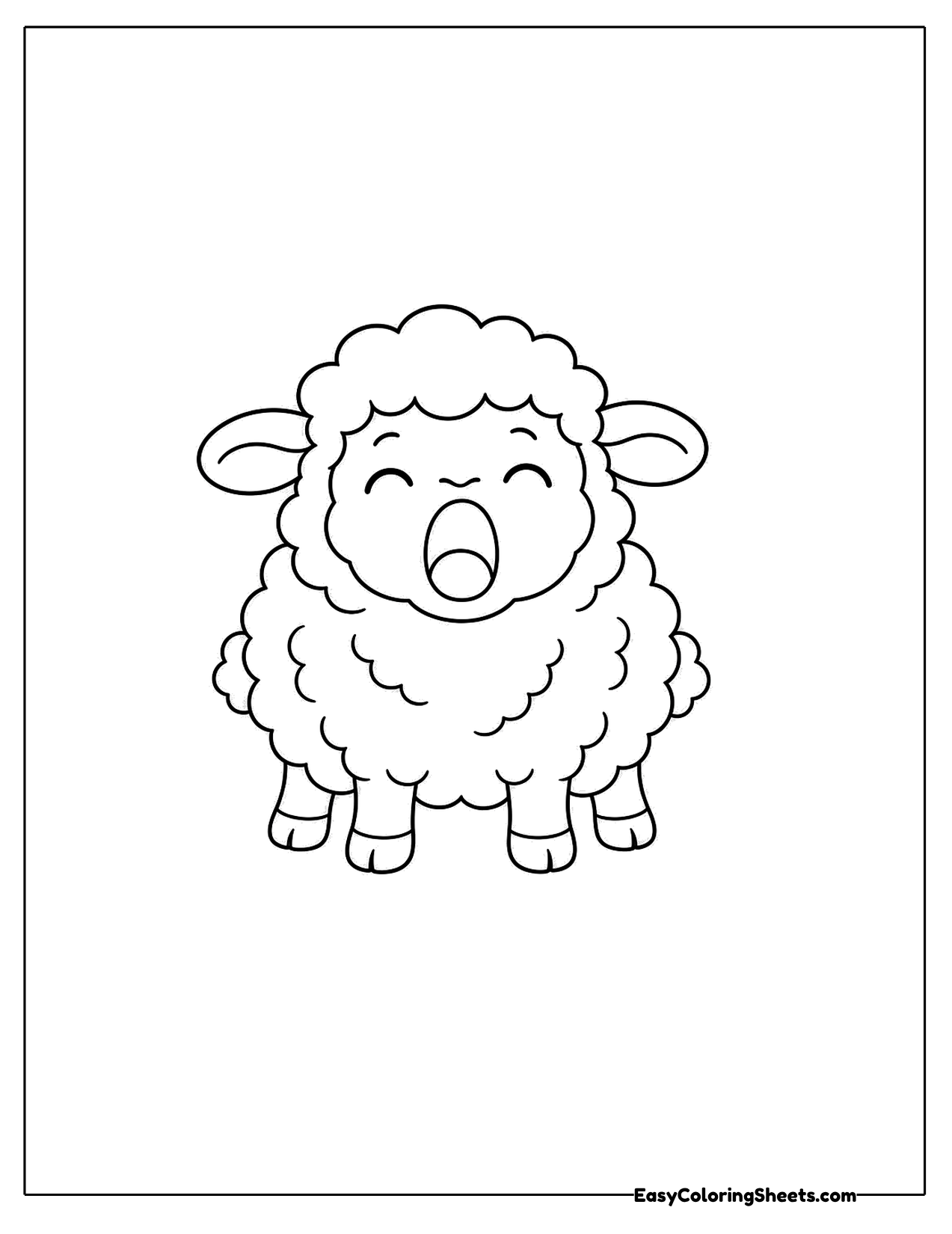 Sheep yawning with its eyes closed
