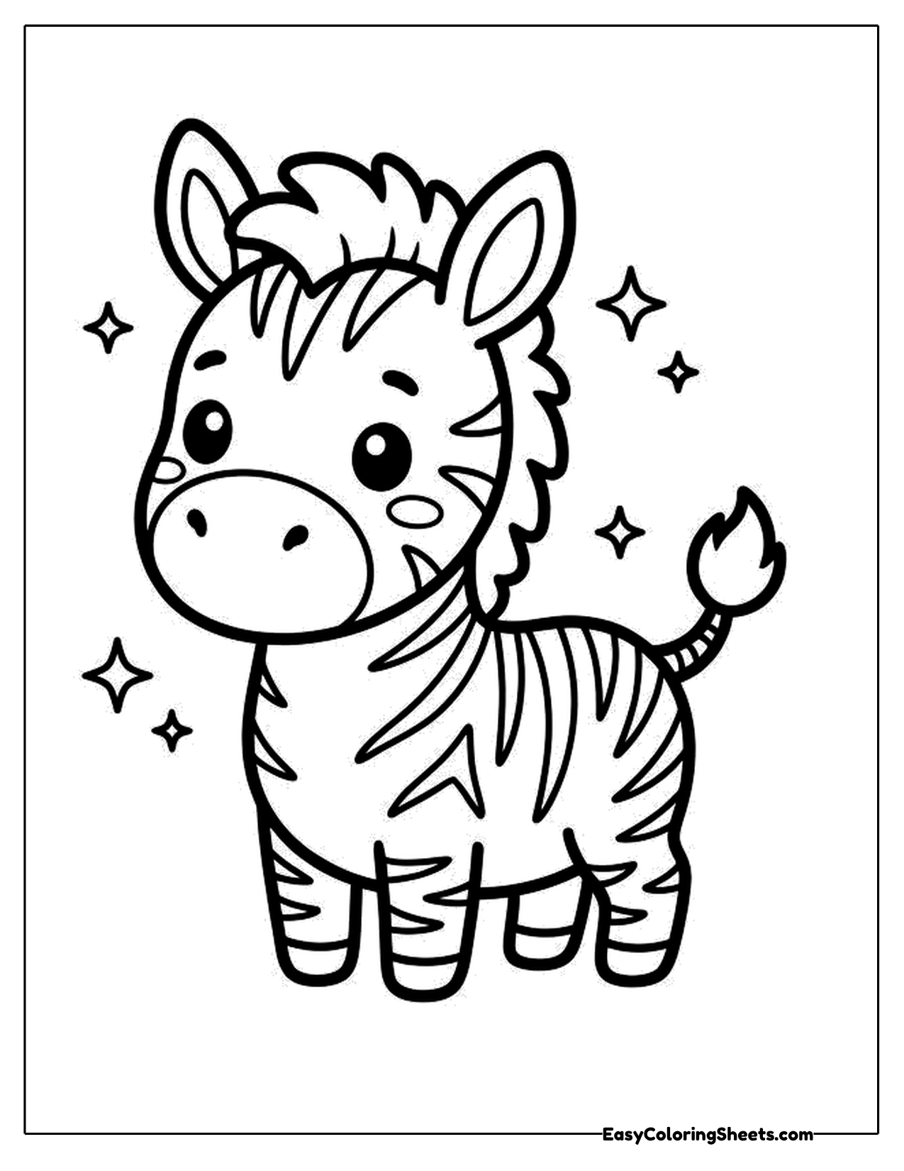 Cartoon zebra with sparkles