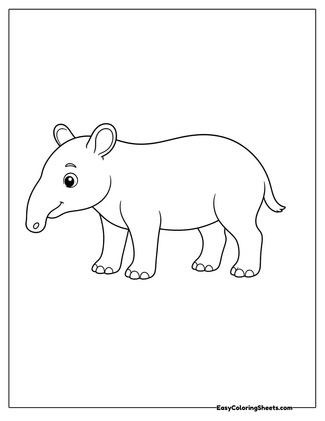 Tapir walking in side view