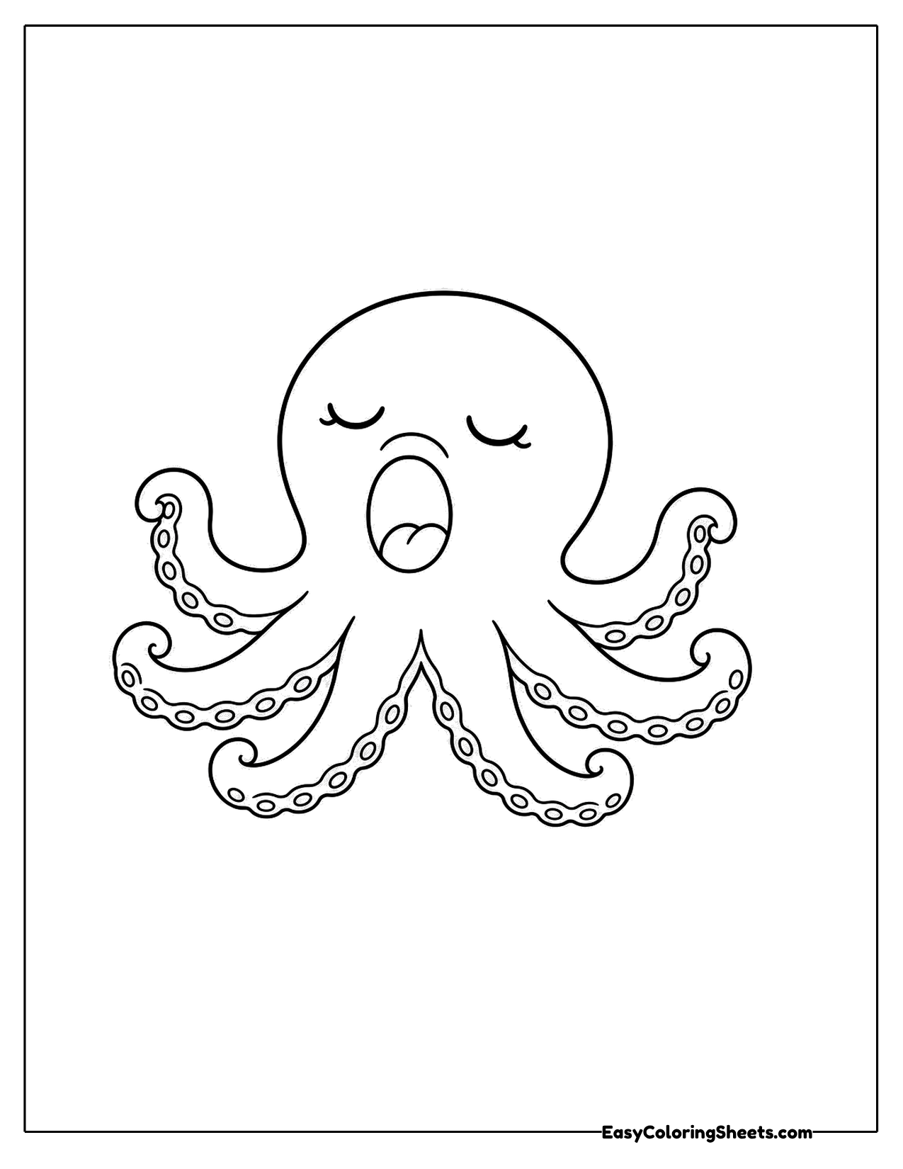 Yawning octopus with closed eyes