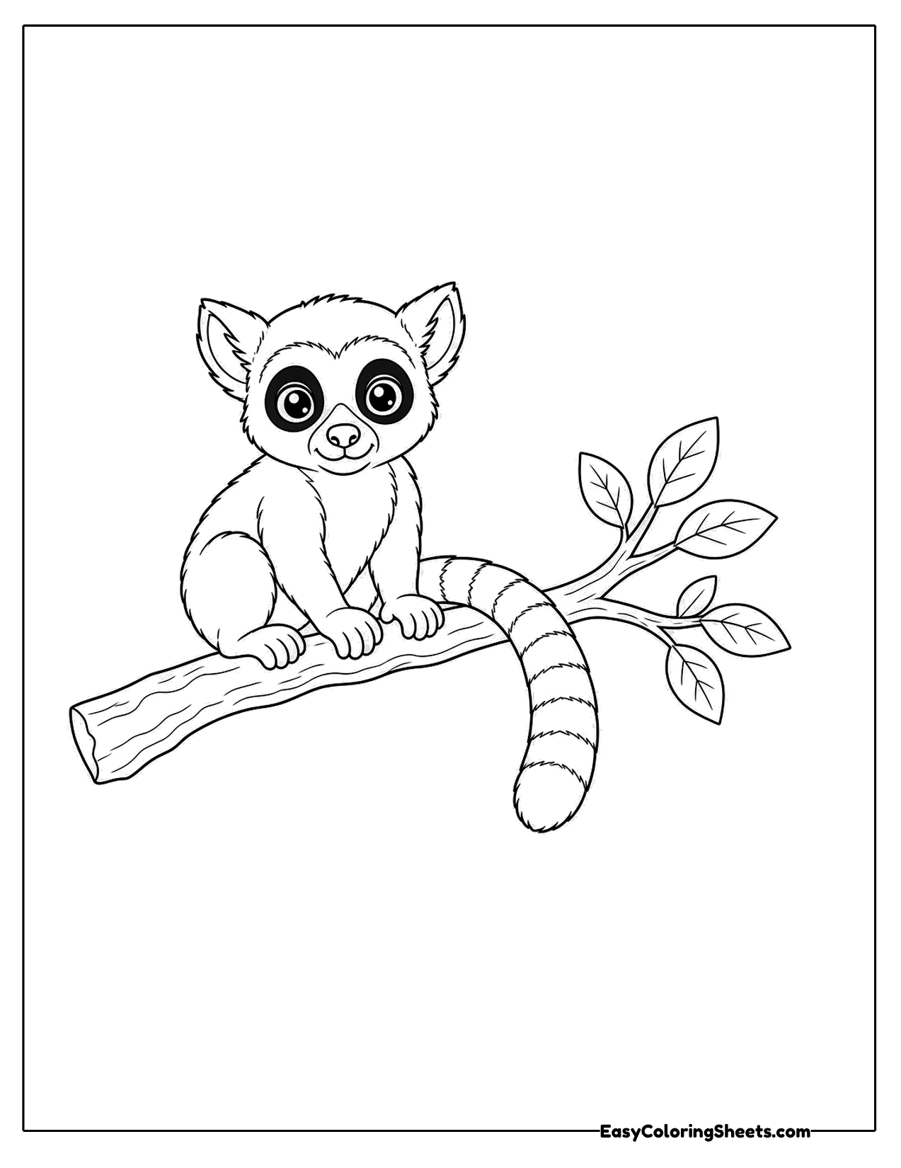 Lemur perched on a leafy branch