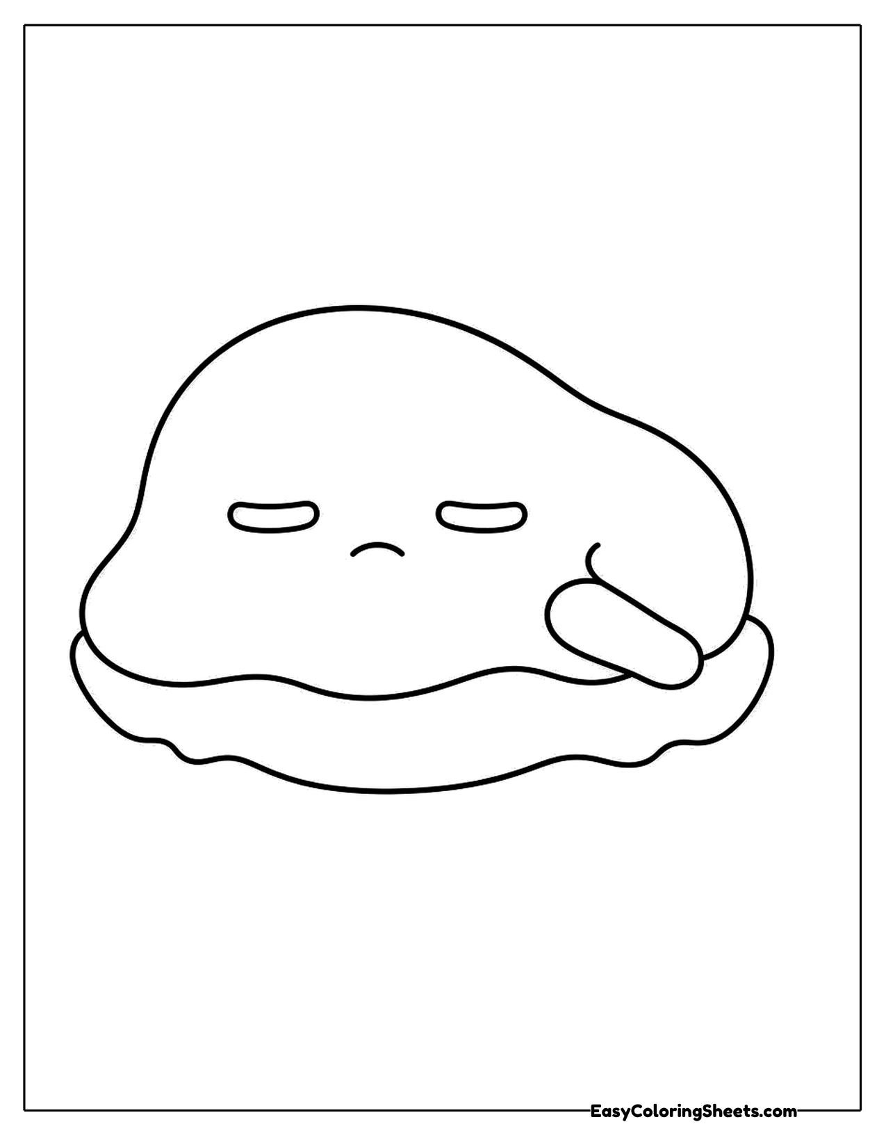 Lazy yolk character lying down with an arm under its head