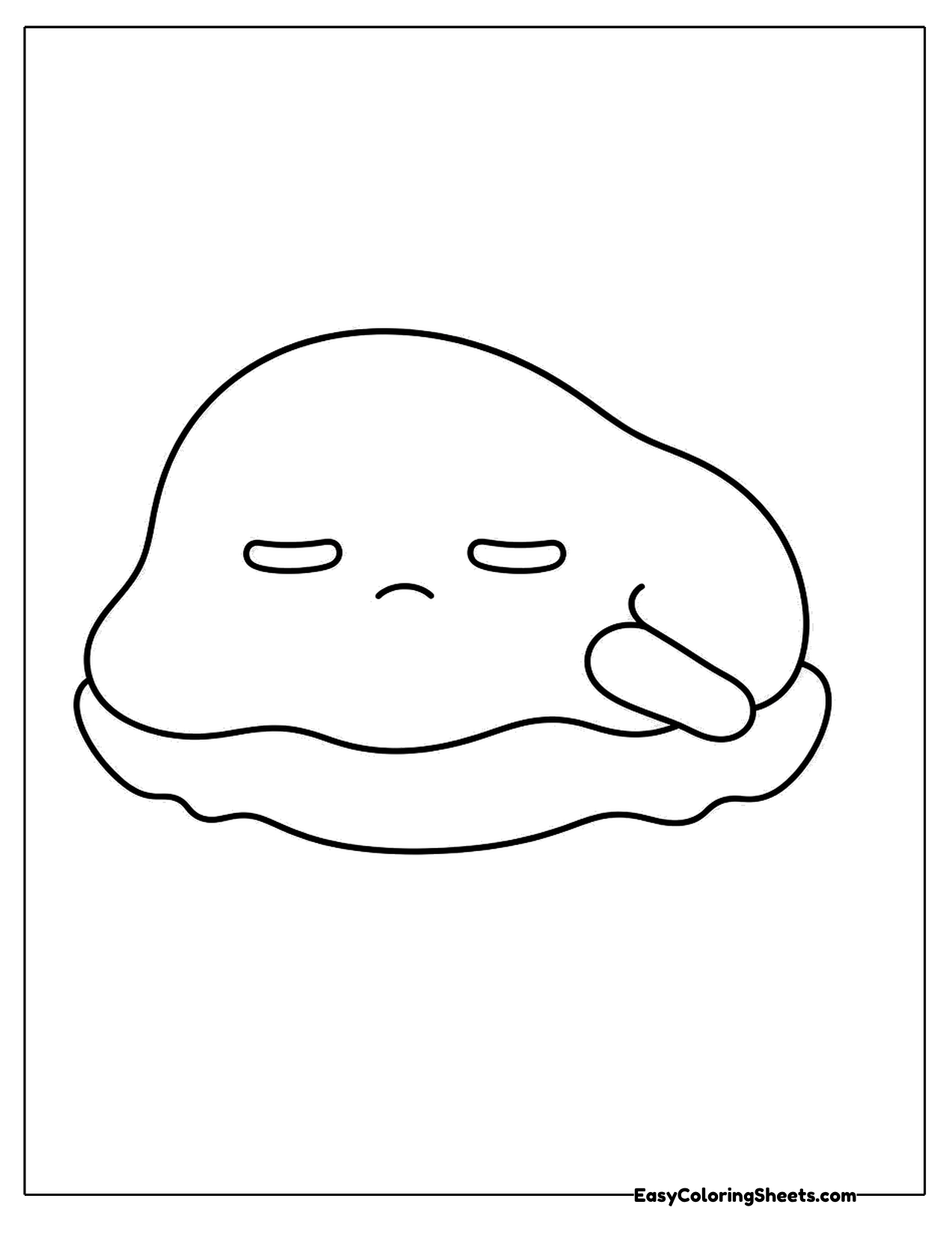 Lazy yolk character lying down with an arm under its head