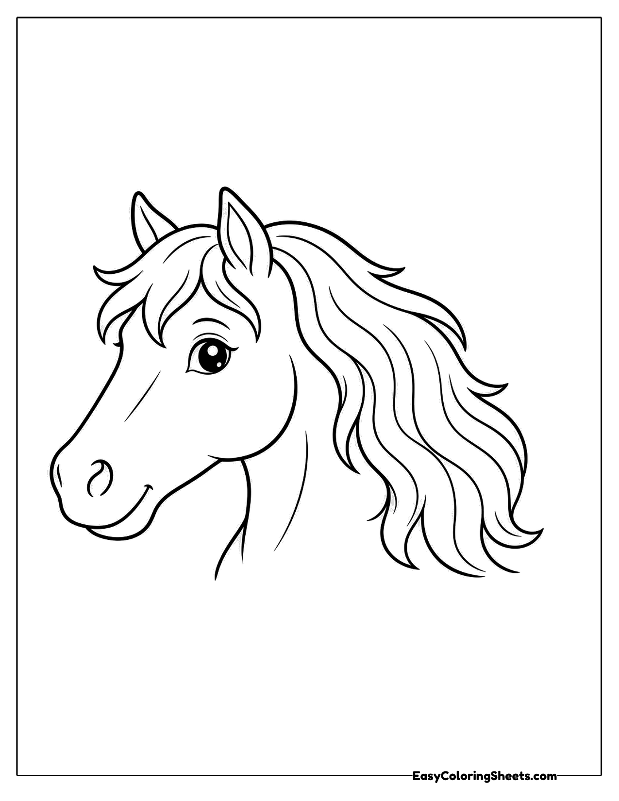 Close-up of a horse's head with a flowing mane