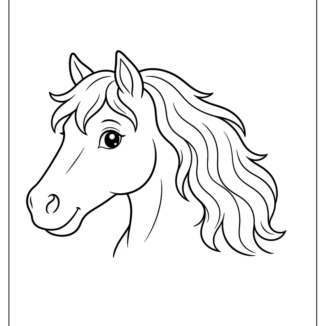 Close-up of a horse's head with a flowing mane