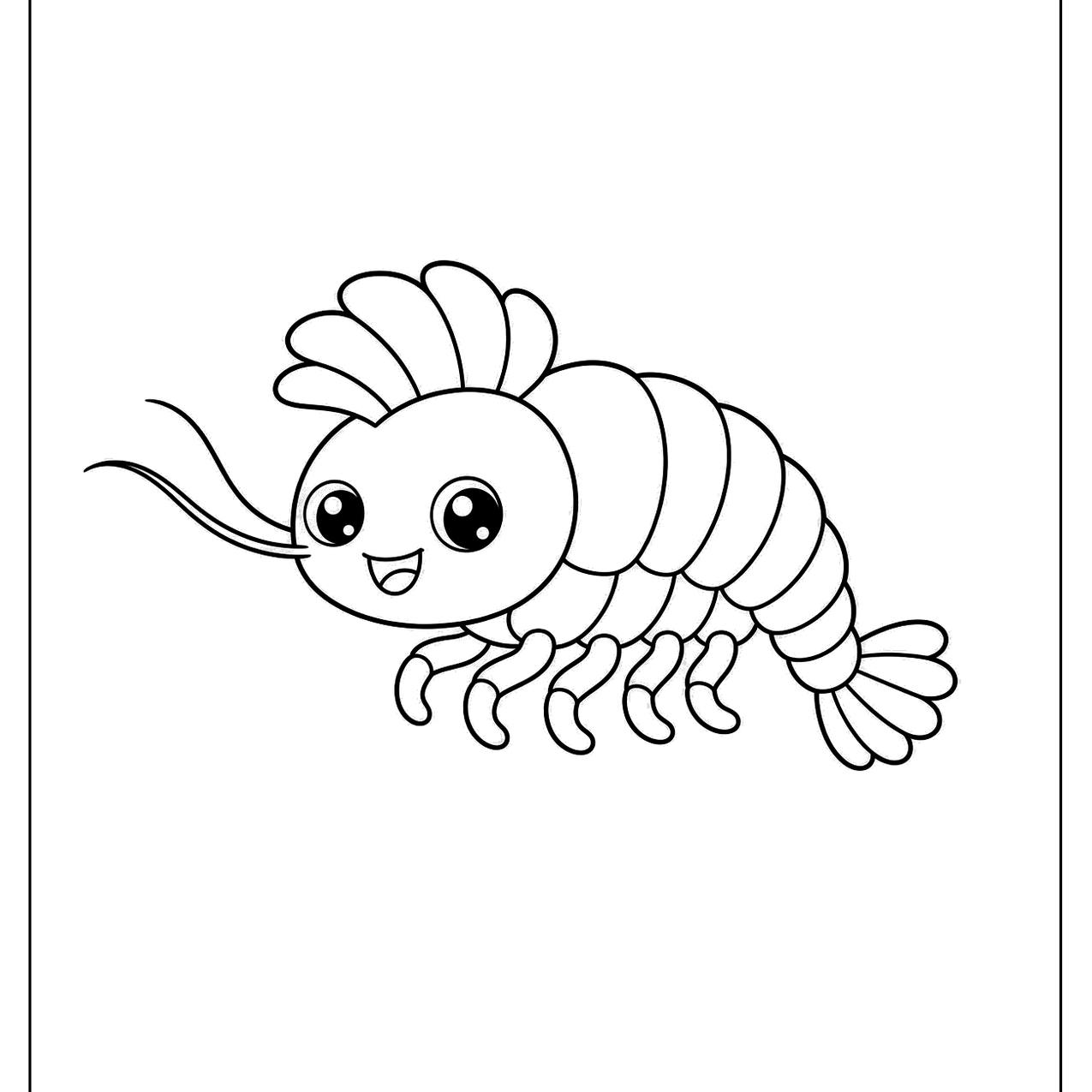 Small shrimp with long antennae and a segmented tail