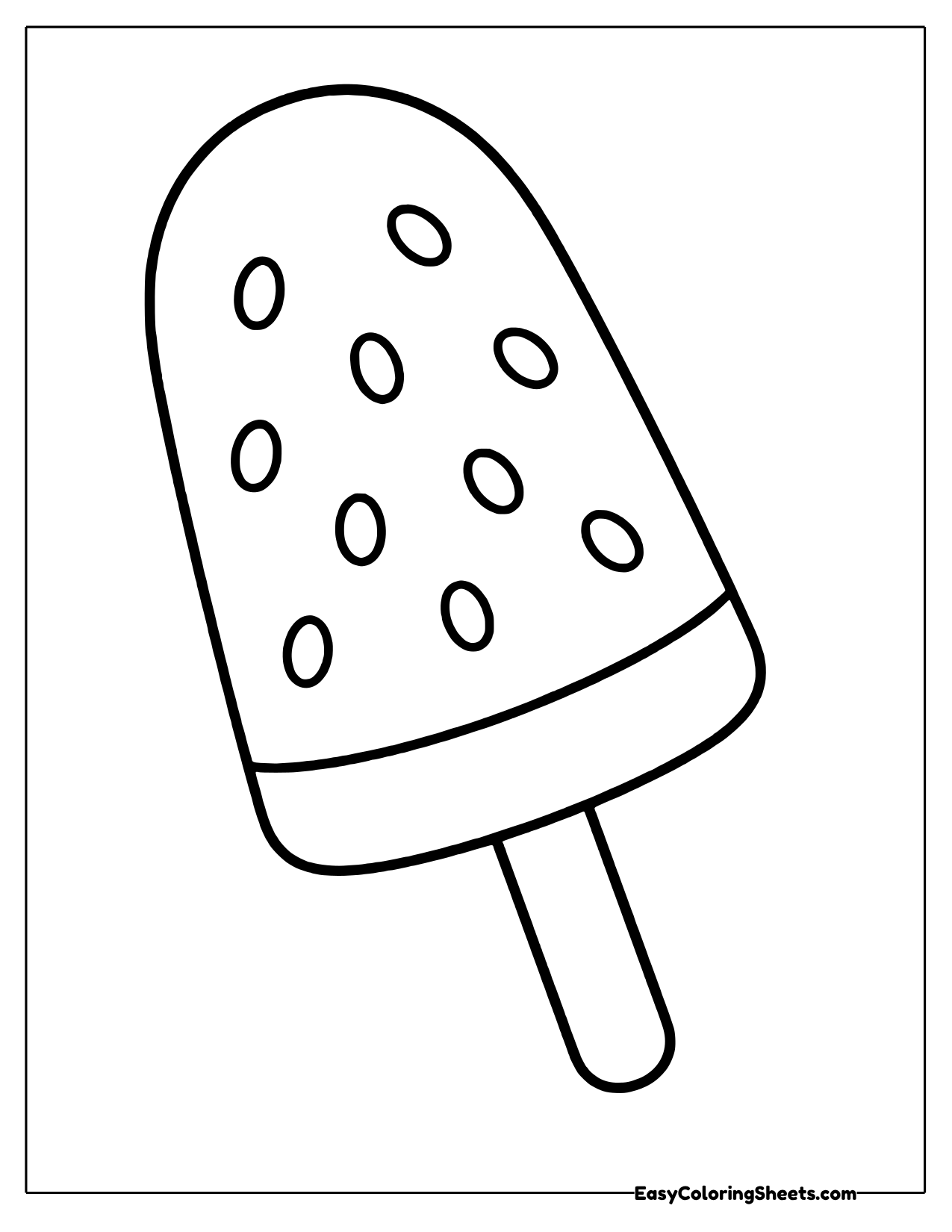 Tilted watermelon ice pop with seeds and a rind band