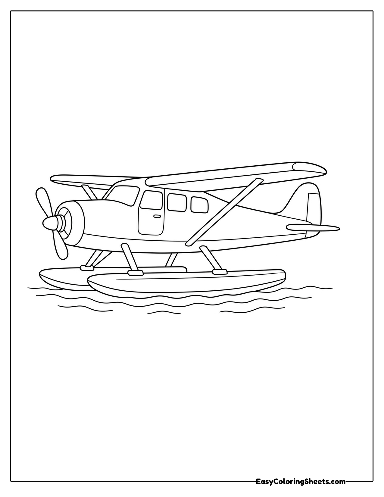 Seaplane with floats resting on water