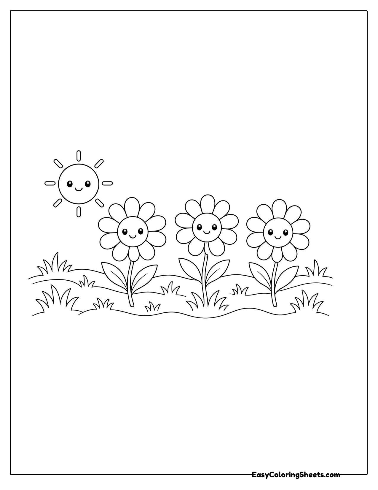 Smiling daisies in a field under the sun