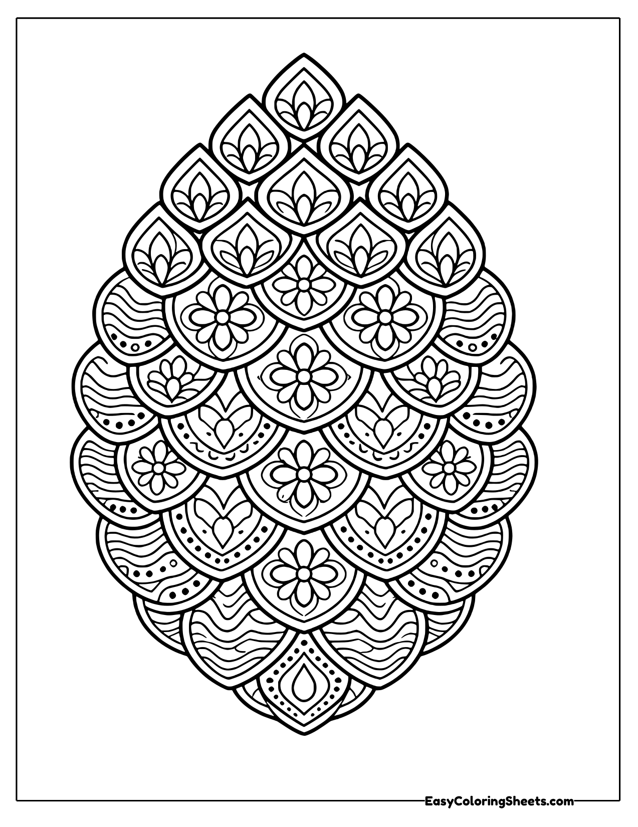 Pinecone filled with patterns