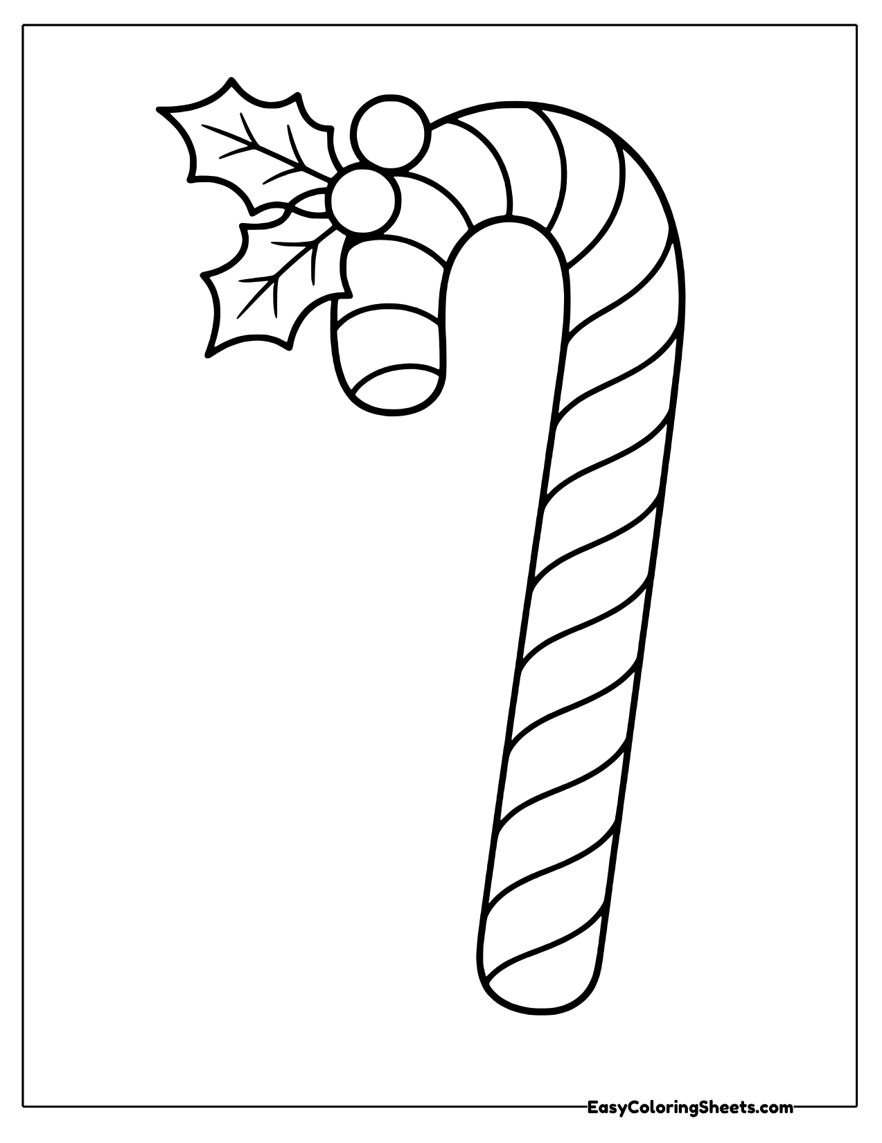 Tall candy cane with holly on its hook