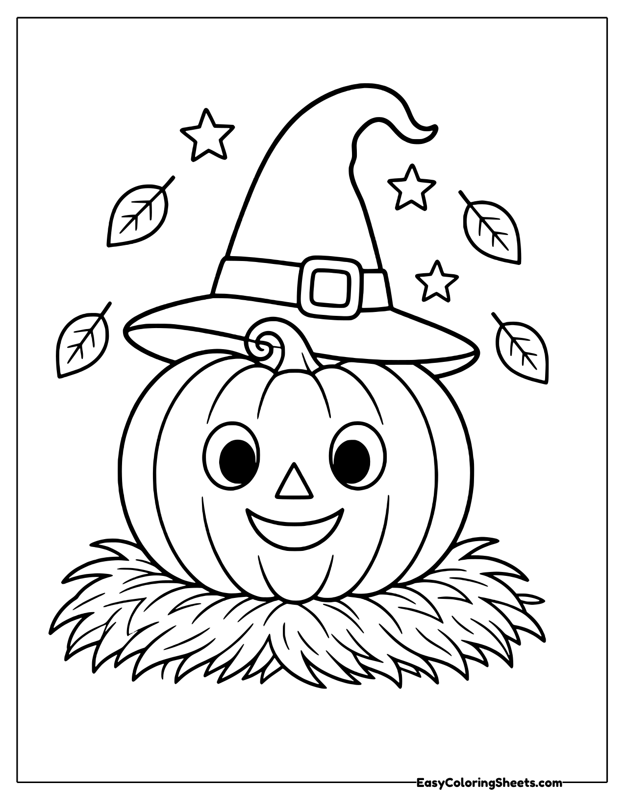 Jack-o-lantern wearing a witch hat
