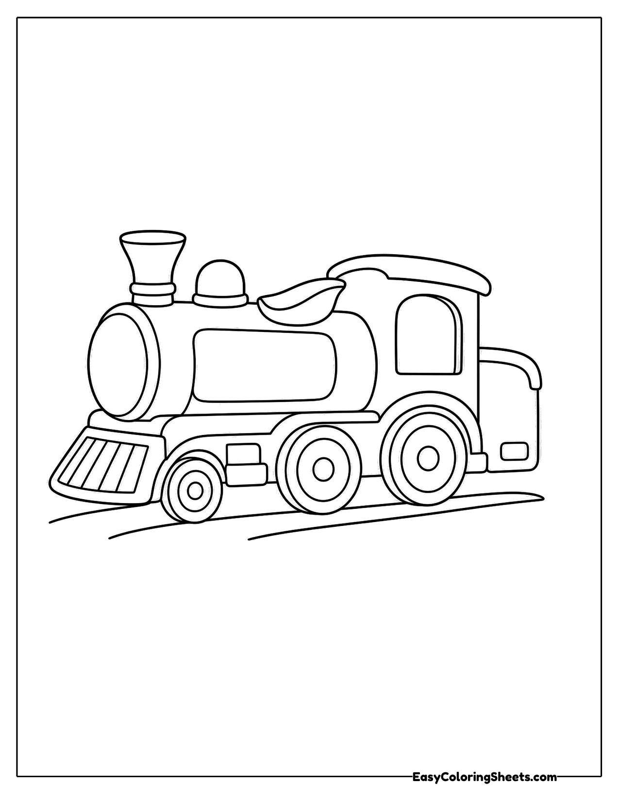 Steam engine rounding a curved track
