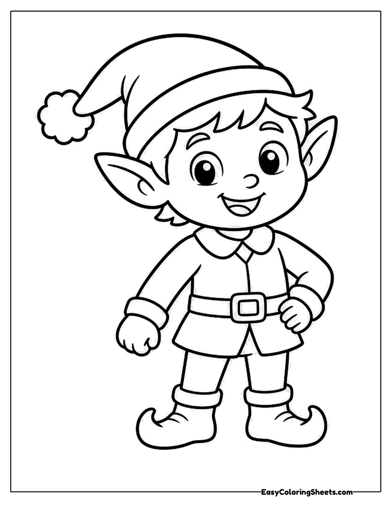 Cute elf with a big hat and belt