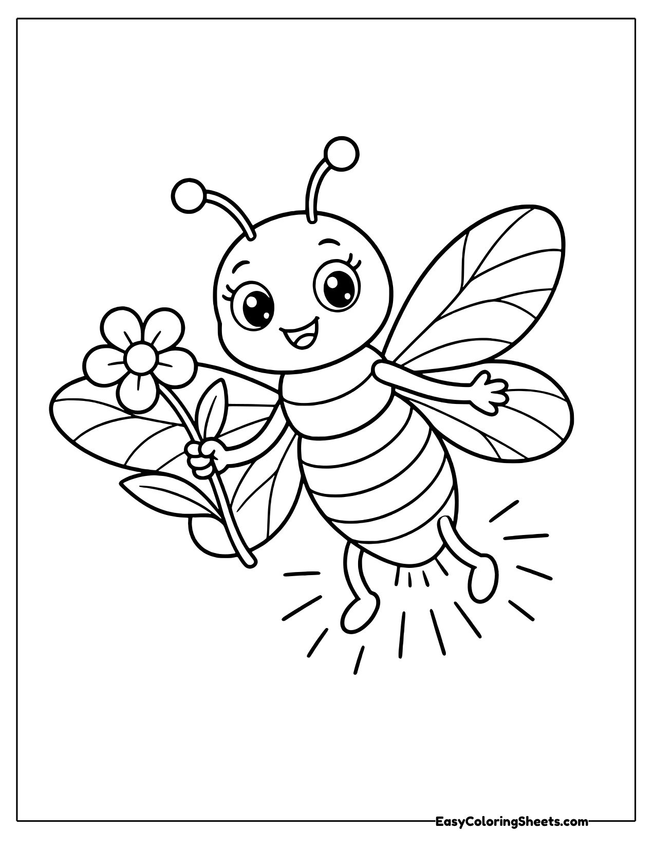 Firefly carrying a flower while flying