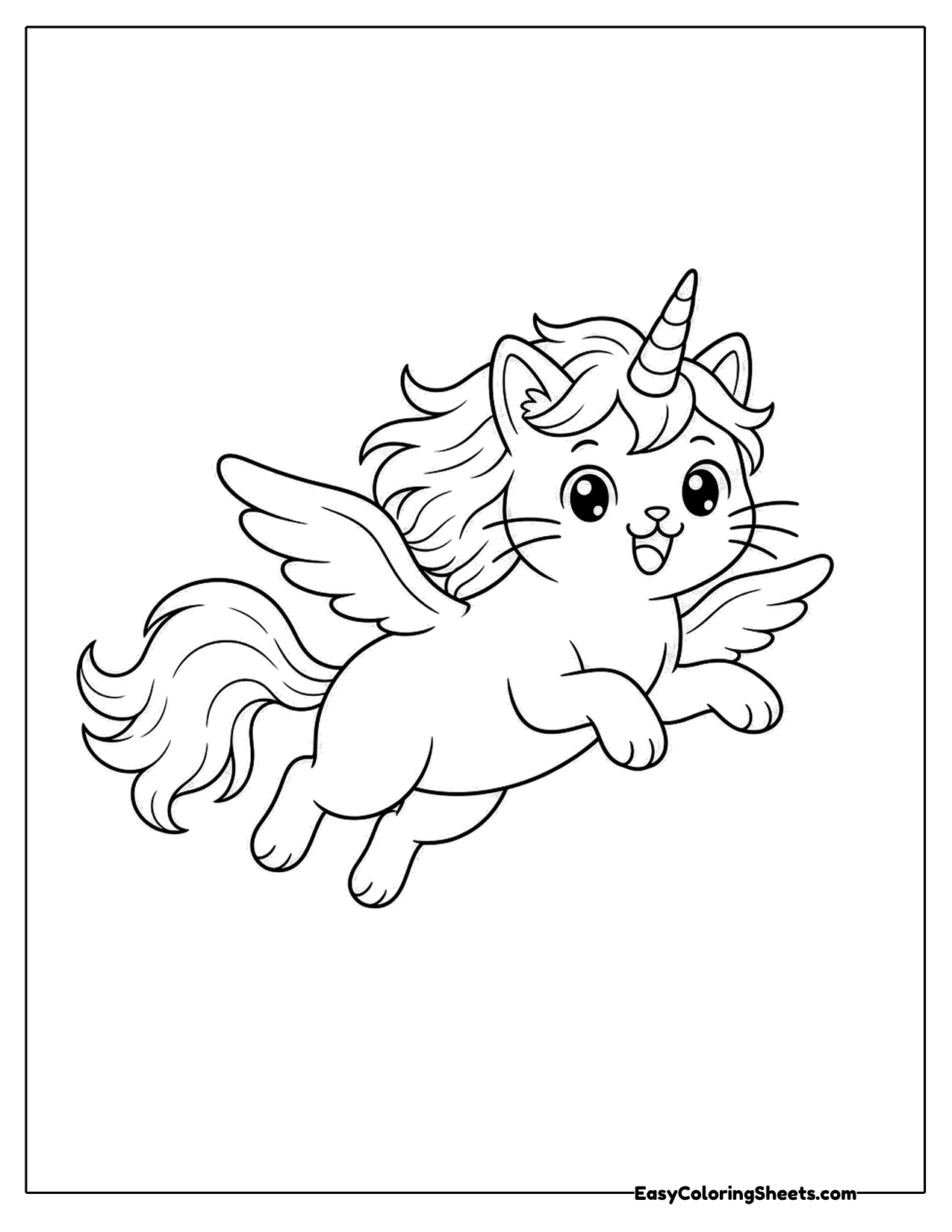 Flying unicorn cat with wings
