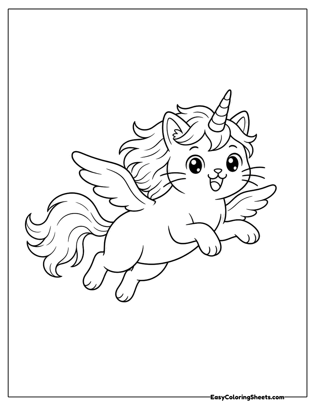 Flying unicorn cat with wings