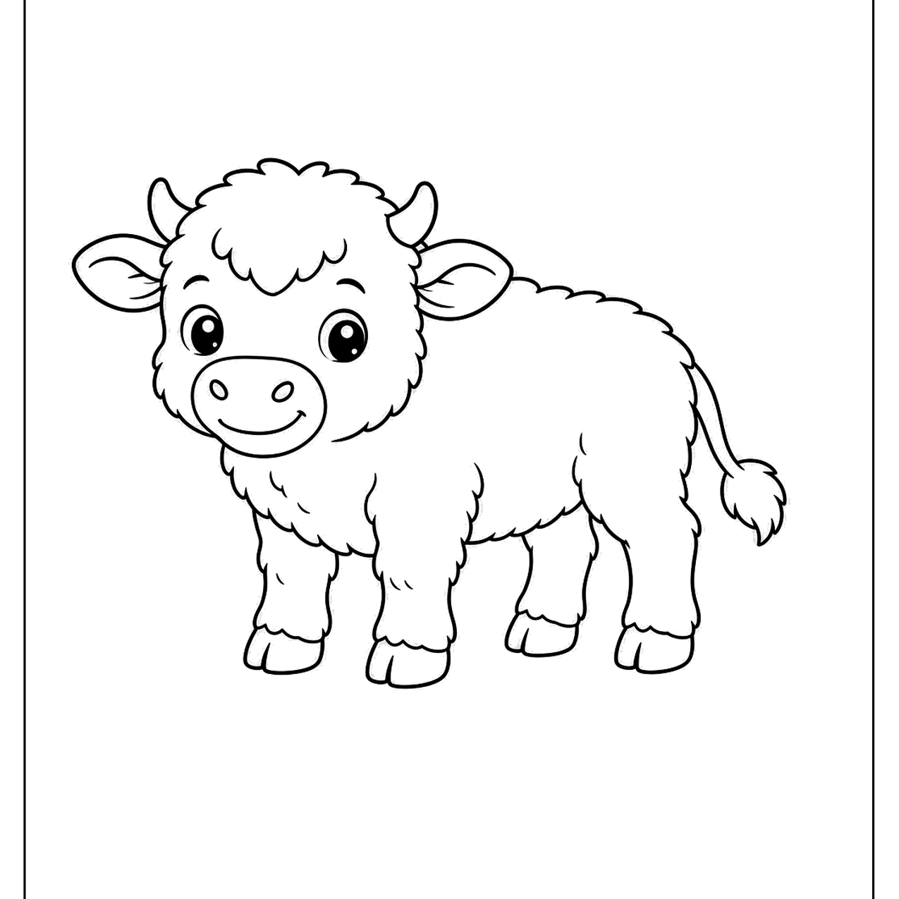 Fluffy baby bison standing