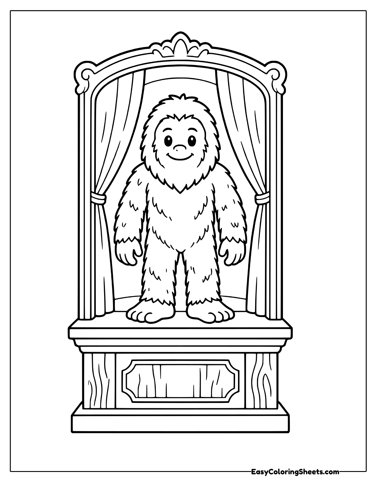 Bigfoot standing in a display frame