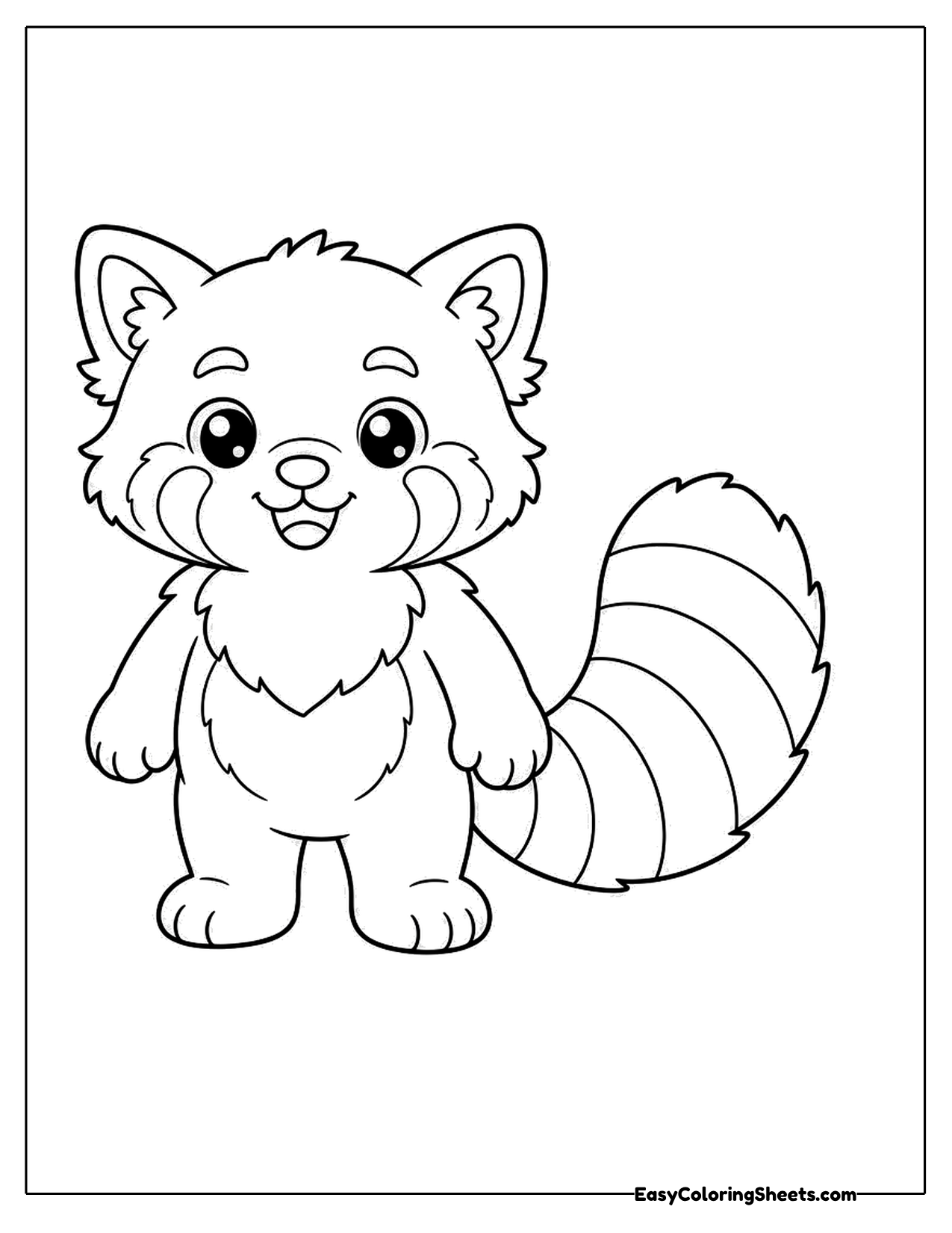 Red panda character standing with a big tail