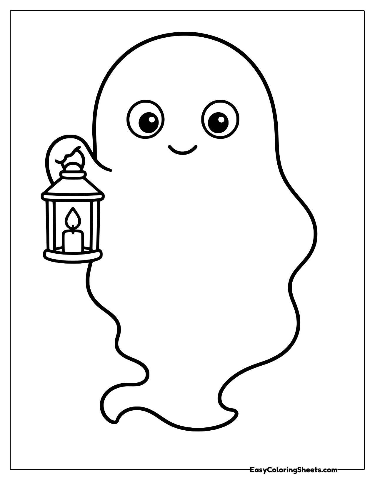 Ghost template holding a hanging lantern