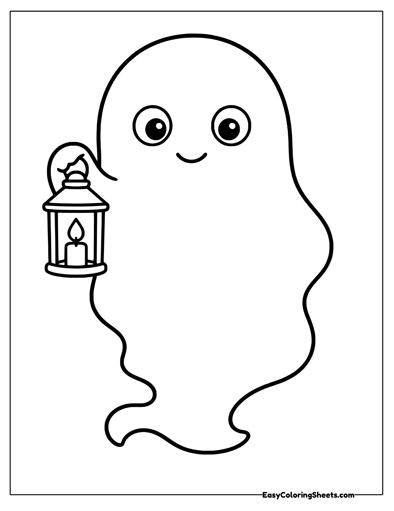Ghost template holding a hanging lantern