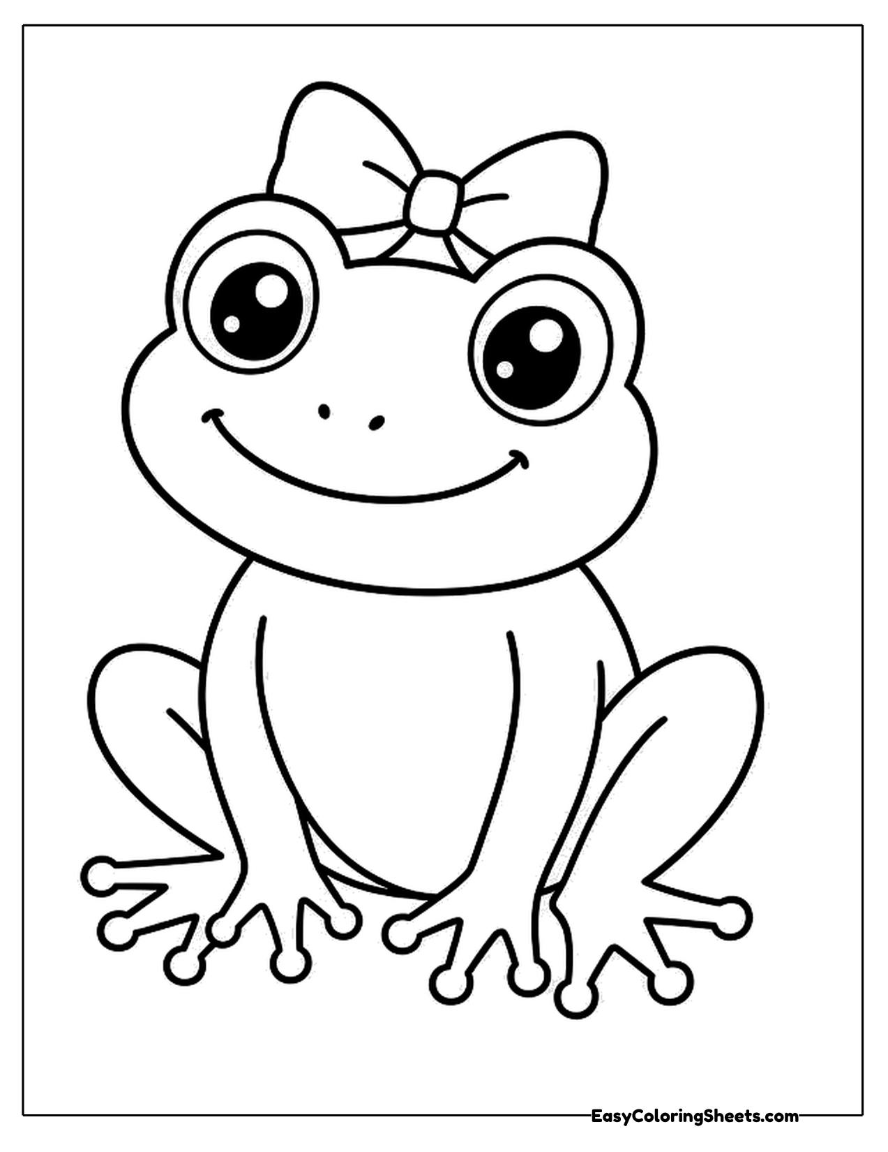 Frog wearing a bow on top of its head