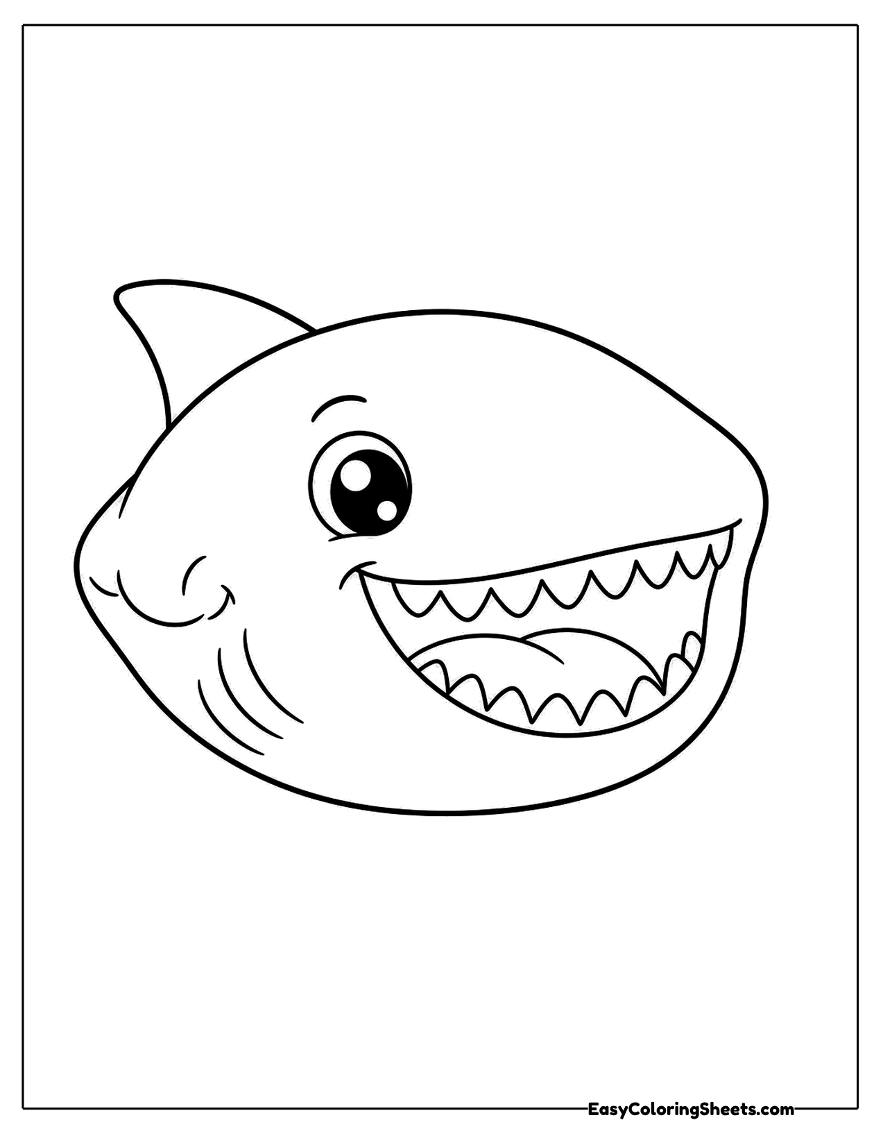 Close-up of a grinning shark face with pointy teeth