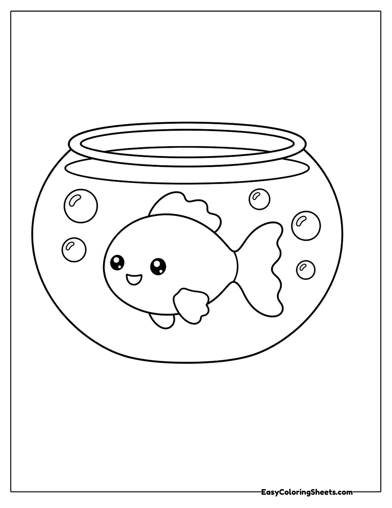 Goldfish swimming inside a round glass fishbowl