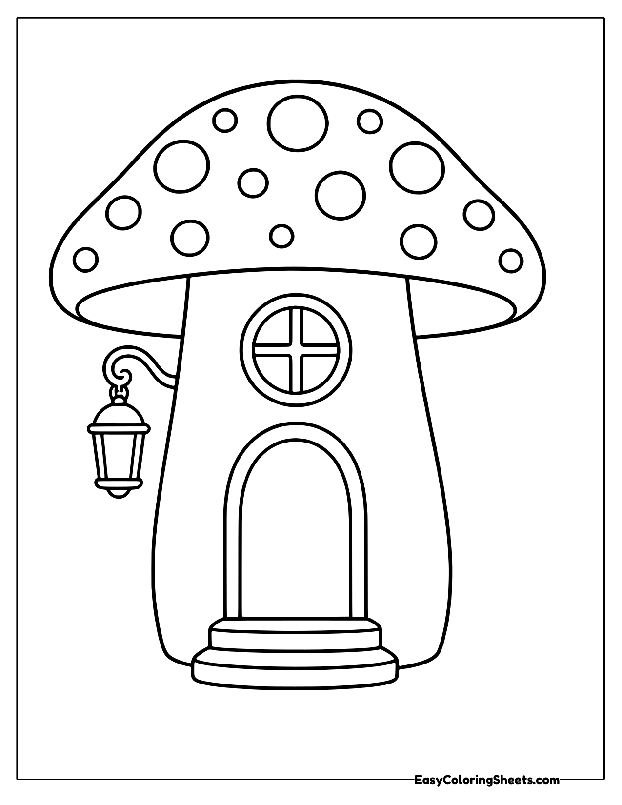 Slim mushroom house with a lantern