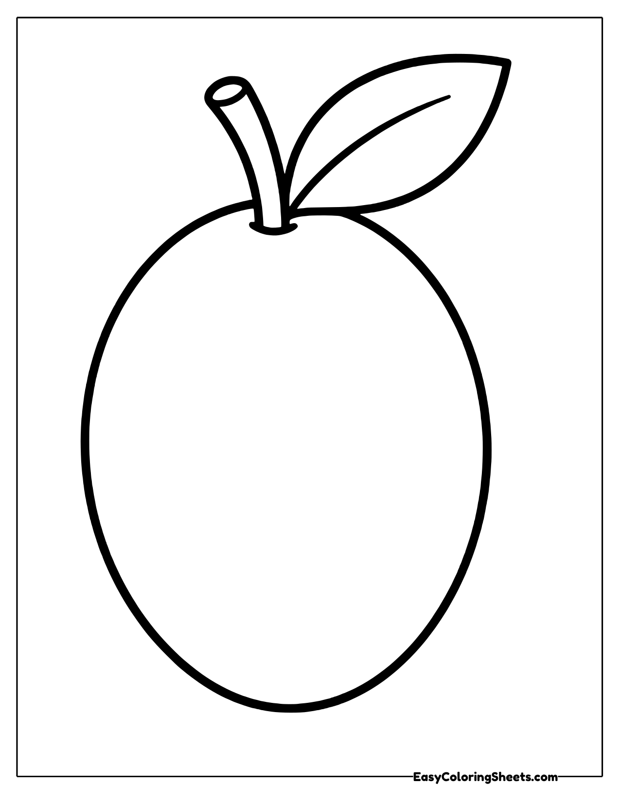 Simple large oval lime outline with a stem and leaf